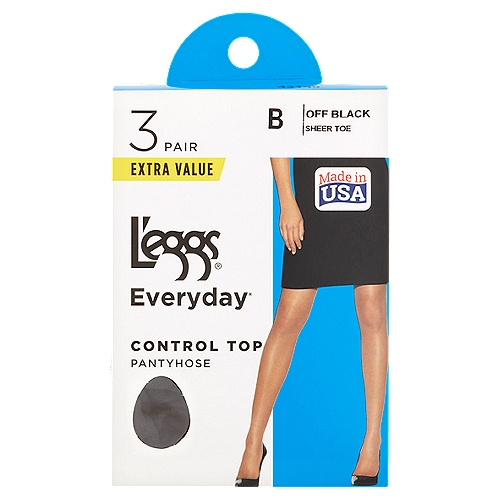 L'eggs Everyday Control Top Off Black B Sheer Toe Pantyhose Extra