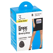 L'eggs Everyday Control Top Off Black B Sheer Toe Pantyhose Extra Value, 3 pair