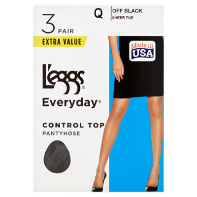 LEGGS Everyday Regular Panty with Sheer Toe Q00J95 - Black, 4 ct