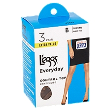 L'eggs Everyday Control Top Suntan B Sheer Toe Pantyhose Extra Value, 3 pair