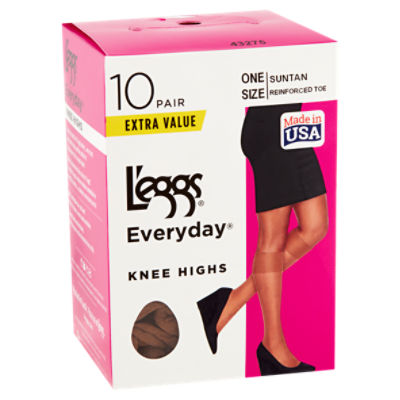 L'eggs Women's Everyday Knee Highs Reinforced Toe, 10 Pair 