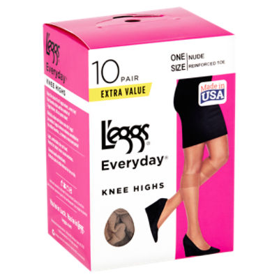 L'eggs Women's Everyday Knee Highs Reinforced Toe, 10 Pair 