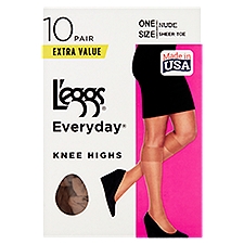L'eggs Everyday Nude Sheer Toe Knee Highs Extra Value, One Size, 10 pair
