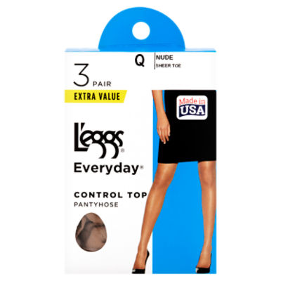 L'eggs Everyday Control Top Nude Sheer Toe Pantyhose Extra Value, Size Q, 3  pair - ShopRite