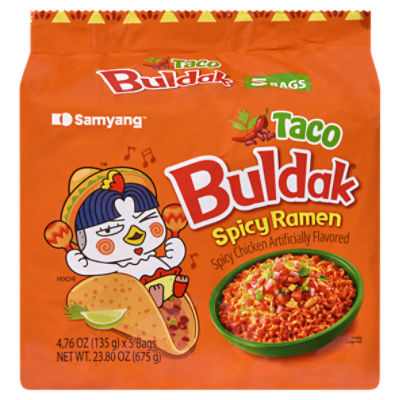 Samyang Buldak Taco Spicy Chicken Flavored Ramen, 4.76 oz, 5 count