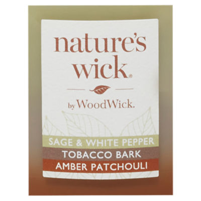 Nature's Wick by Wood Wick Sage & White Pepper, Tobacco Bark & Amber  Patchouli Candle - Fairway