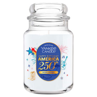 Yankee Candle Happy Birthday America 250th Denim Dreams Candle, Limited Edition, 22 oz, 22 Ounce