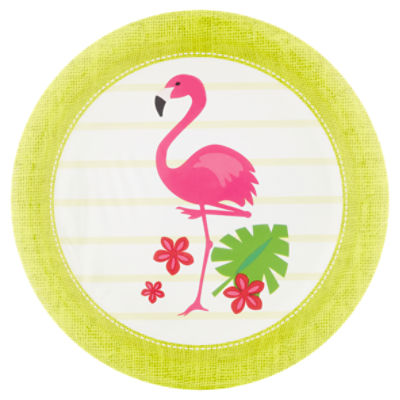 Amscan Party Impressions Flamingo Stripe 8 ¾ In Plates, 8 count