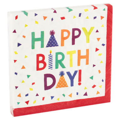 Party Impressions Confetti Time Happy Birthday 2 Ply Luncheon Napkins, 16 count