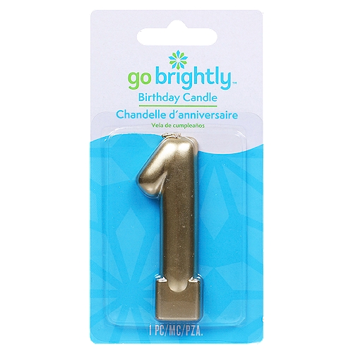 GO BRIGHTLY GOLD BIRTHDAY CANDLE- ONE 1 CT