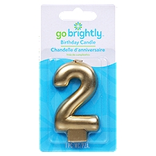 GO BRIGHTLY GOLD BIRTHDAY CANDLE- TWO 1 CT, 1 Each