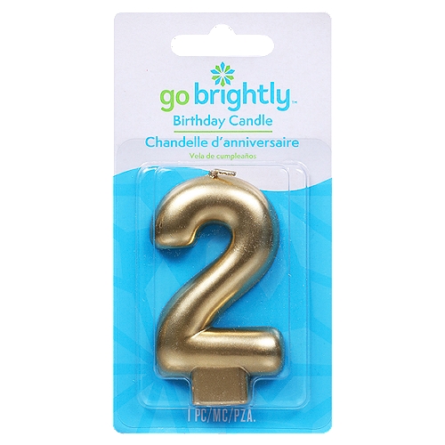 GO BRIGHTLY GOLD BIRTHDAY CANDLE- TWO 1 CT