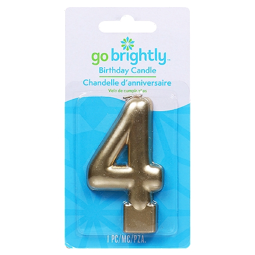 GO BRIGHTLY GOLD BIRTHDAY CANDLE- FOUR 1 CT