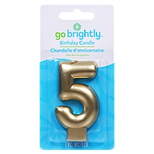 GO BRIGHTLY GOLD BIRTHDAY CANDLE- FIVE 1 CT, 1 Each