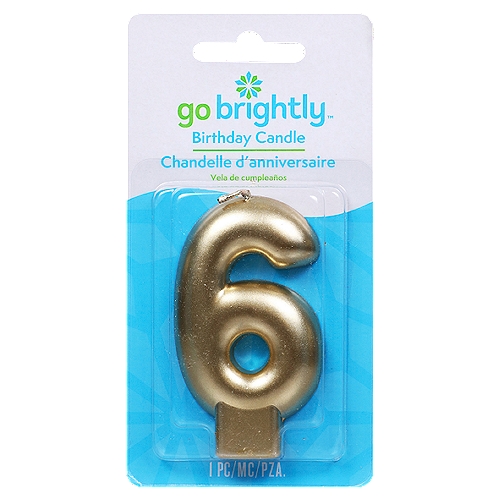 GO BRIGHTLY GOLD BIRTHDAY CANDLE- SIX 1 CT