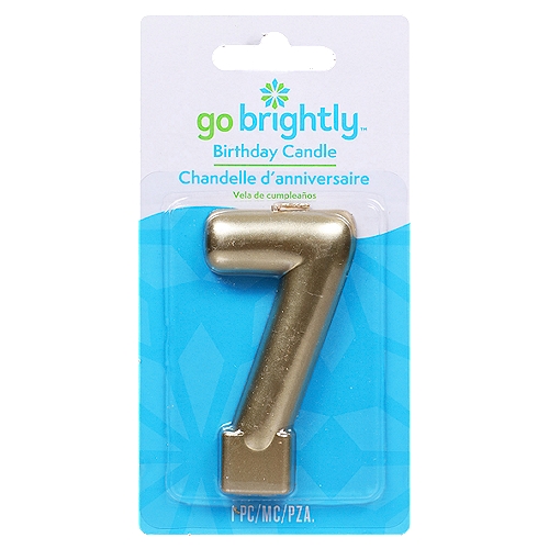 GO BRIGHTLY GOLD BIRTHDAY CANDLE- SEVEN 1 CT