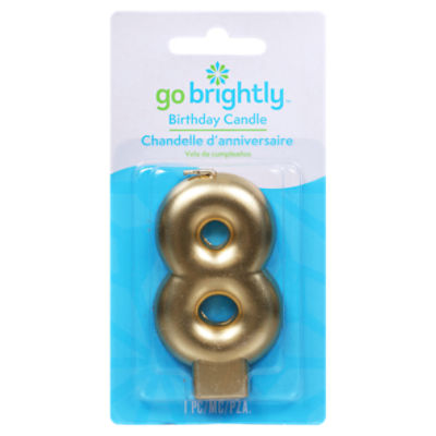 GO BRIGHTLY GOLD BIRTHDAY CANDLE- EIGHT 1 CT