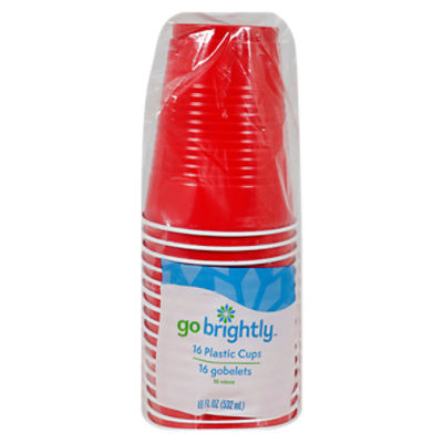 Go Brightly 18 oz Apple Red Plastic Cups, 16 count