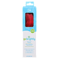 Go Brightly Plastic Forks Red 16ct