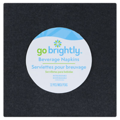 GO BRIGHTLY BEVERAGE NAPKINS JET BLACK 32 CT