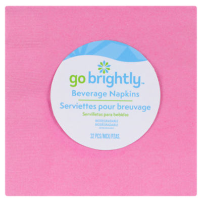 GO BRIGHTLY BEVERAGE NAPKINS BRIGHT PINK 32 CT