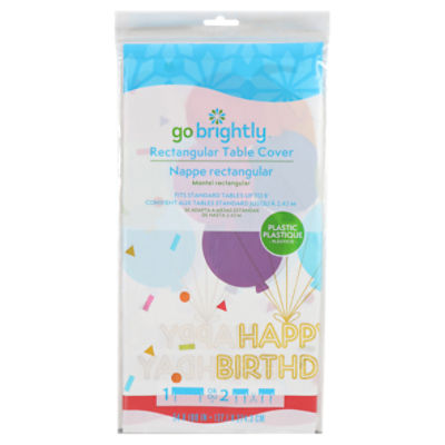 GO BRIGHTLY RECTANGULAR TABLE COVER 54" X 108"- HAPPY BIRTHDAY BALLOONS 1 CT, 1 Each