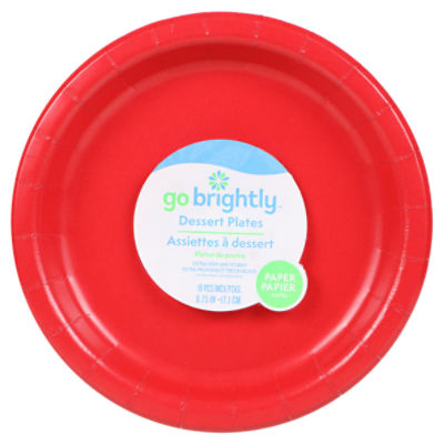 Go Brightly 6.75 In Paper Apple Red Dessert Plates, 16 count