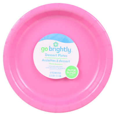 Go Brightly Dessert Plate Pink 16ct