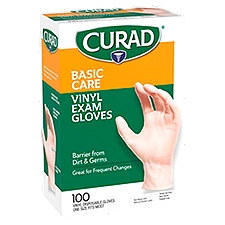 Curad Gloves Basic Care Vinyl Exam, 100 Each