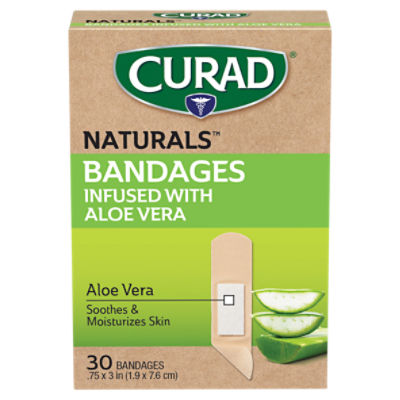 Curad Naturals Infused with Aloe Vera Bandages, 30 count