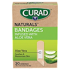 Curad Naturals Infused with Aloe Vera Bandages, 30 count