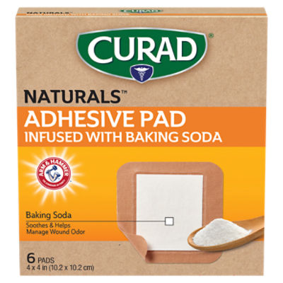 Curad Naturals Infused with Baking Soda Adhesive Pads, 6 count