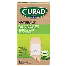 Curad Naturals Infused with Aloe Vera Bandages, 8 count