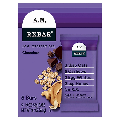 RXBAR A.M. Chocolate Protein Bars, 9.7 oz, 5 Count