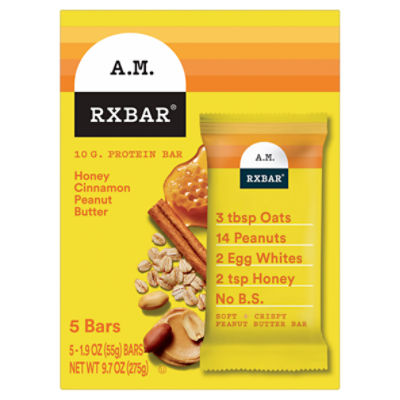 RXBAR A.M. Honey Cinnamon Peanut Butter Protein Bars, 9.7 oz, 5 Count