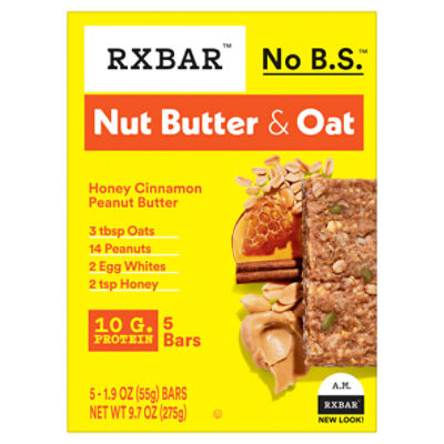 Rxbar A.M. Honey Cinnamon Peanut Butter Protein Bar, 1.9 oz, 5 count