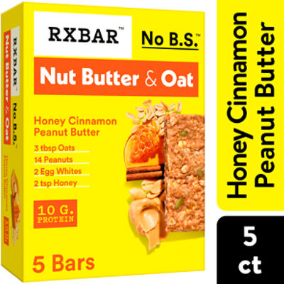 RXBAR Nut Butter and Oat Honey Cinnamon Peanut Butter Protein Bars, Protein Snacks, 5Ct Box