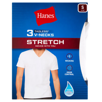 New Hanes Mens Crew Neck TShirt With Fresh IQ White Size Small (34-36)