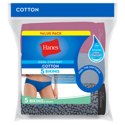 Hanes Cool Comfort Cotton Bikinis Value Pack, 5 count, 5 Each