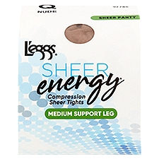 L'eggs Sheer Energy Medium Support Leg Nude Compression Sheer Tights, Size Q, 1 pair
