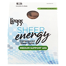L'eggs Sheer Energy Medium Support Leg Suntan Compression Sheer Tights, Size B, 1 pair