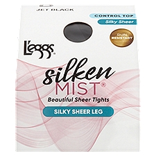 L'eggs Silken Mist Jet Black Silky Sheer Leg Tights, Size B, 1 pair