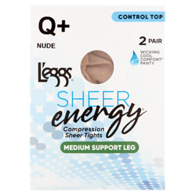 L'eggs Sheer Energy Medium Support Leg Pantyhose Off Black Size Q