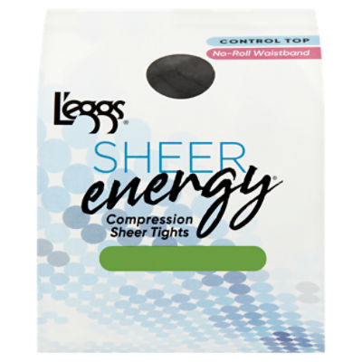 L'eggs Sheer Energy Jet Black Medium Support Leg Compression Sheer Tights, Size B, 1 pair