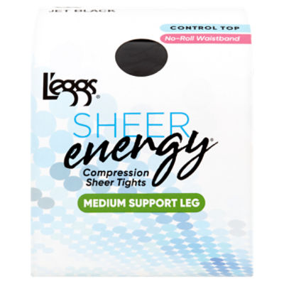 L'eggs Sheer Energy Control Top Sheer Tight, Jet Black, A at