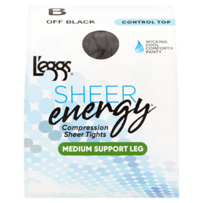 L'eggs Sheer Energy Off Black Medium Support Leg Compression Sheer