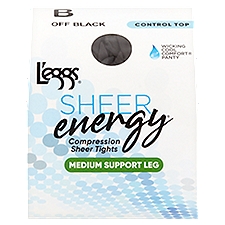 L'eggs Sheer Energy Off Black Medium Support Leg Compression Sheer Tights, Size B, 1 pair