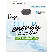 L'eggs Sheer Energy Jet Black Medium Support Leg Compression Sheer Tights, Size B, 1 pair