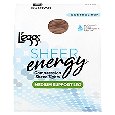 L'eggs Sheer Energy Medium Support Leg Suntan 98168 Compression Sheer Tights, Size B, 1 pair, 1 Each