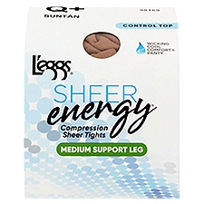 L'eggs Sheer Energy Medium Support Leg Suntan 98169 Compression Sheer Tights, Size Q+, 1 pair